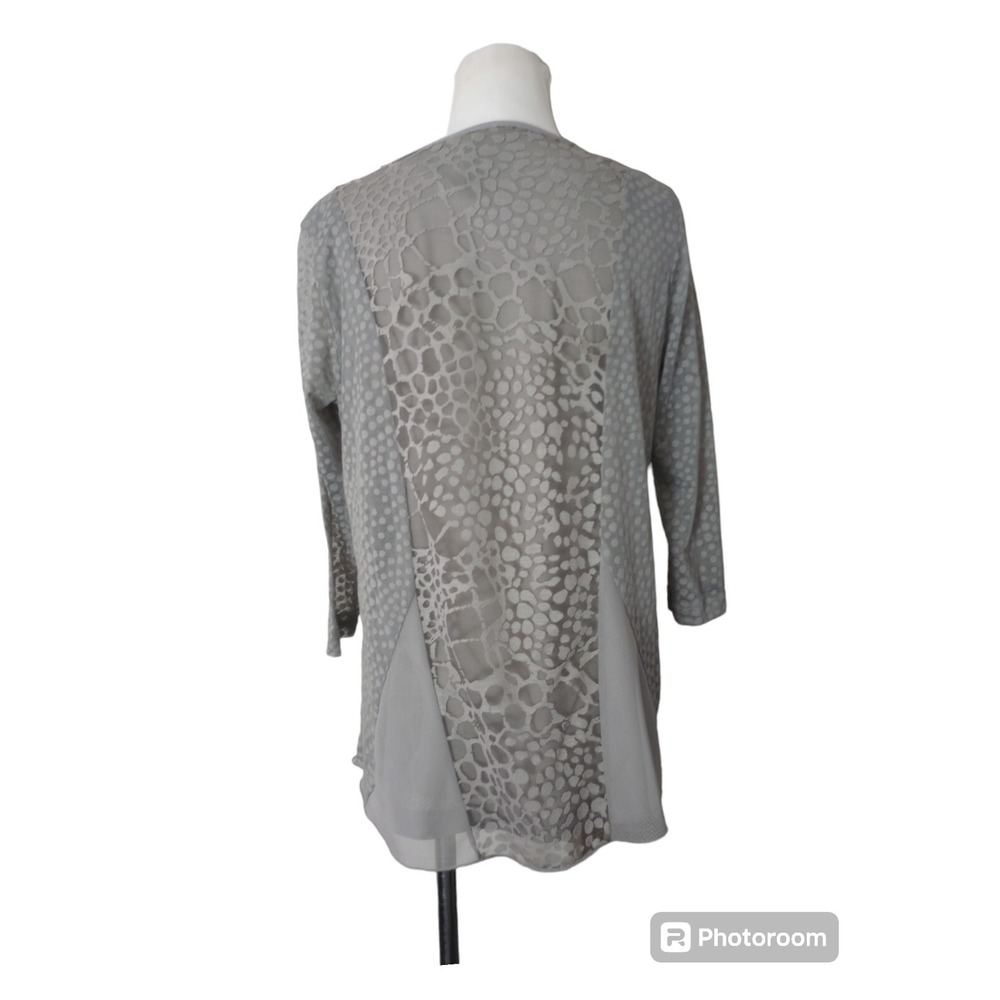 Ali Miles Top Women's Petite Small Mesh Layer Leopard Gray Burnout Art Y2K - Picture 3 of 10